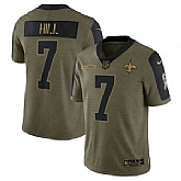 Nike New Orleans Saints 7 Taysom Hill 2021 Olive Salute To Service Limited Jersey Dyin,baseball caps,new era cap wholesale,wholesale hats
